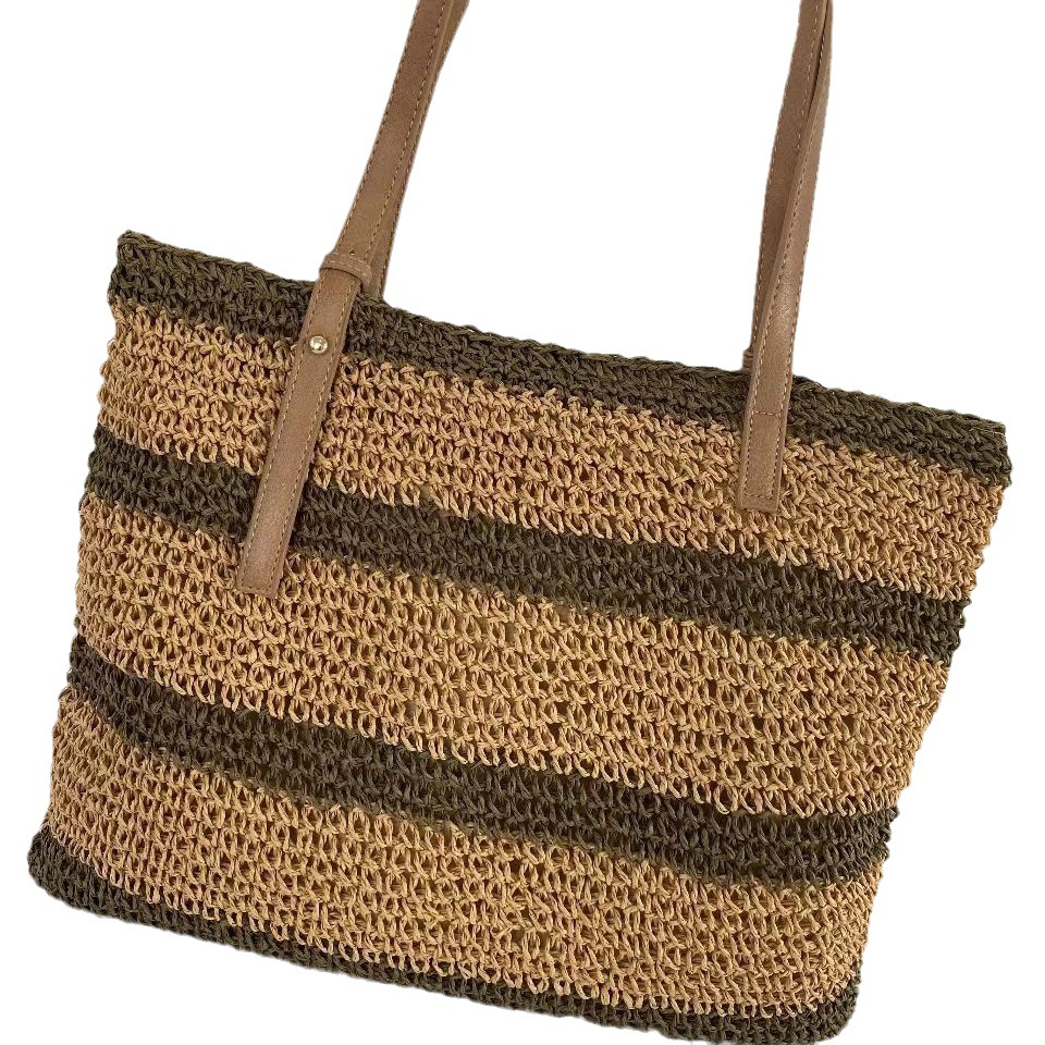 Sacs À MainSac De Plage En Paille À Rayures Femme Femme Femme